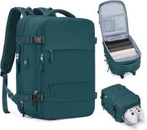 lot 13722 image: Large Teal Travel Backpack with Multiple Compartments