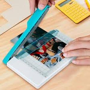 lot 18425 image: wfljl Portable Guillotine Paper Cutter - Small Mini 6-Inch Cut, Non-Slip Slider Design  Compact Trimmer for Craft Paper, Cards, Photos - Office Essential