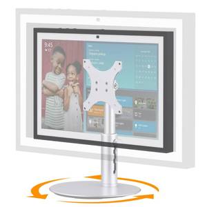 lot 1204 image: Laivli Rotating Stand for Echo Show 15 (Gen 1, Gen 2) and Show 21, Silver Aluminum Mount with Rotating Base, 4-Level Height Adjustable and Tiltable Holder, Easy Installation for Show 2115 (Rotatable)