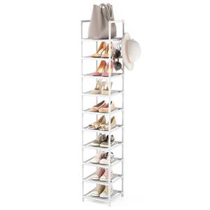 lot 1232 image: LANTEFUL Tall Narrow Shoe Rack 10-Tier Skinny Shoe Shelf Storage for 10-15 Pairs Shoes and Boots, Space Saving Corner Shoe Rack Organizer for Closet, Entryway, Garage, Living Room,White