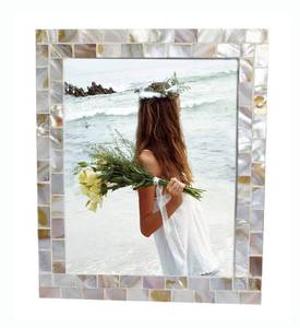 lot 1237 image: GIFTME 5 White Picture Frame 8x10 Wedding Picture Frame Mother of Pearl Photo Frames for Wall Hanging or Tabletop 8 by 10 inch (Natural White,1Pc)