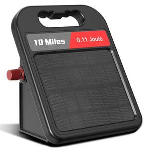 lot 1240 image: Solar Electric Fence Charger-0.11J-10 Miles, Maximum Output Voltage 8100V- Provide 24-Hour Uninterrupted Protection for Livestock and Yards with Rechargeable Solar Panel Black