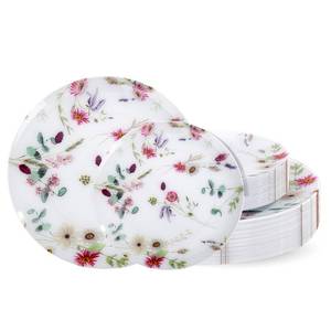 lot 1244 image: LIYH 32 Pcs Floral Plates Set Heavy Duty Plastic Plates Spring Pink Floral Plastic Plate Elegant Wedding Baby Shower Flower Dinnerware Set - 10.25 Dinner & 7.5 Dessert Plate
