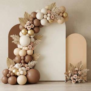 lot 2132 image: SmoothNovelty Set of 3 Wedding Arch Cover 4ft5ft 6ft Spandex Fitted Wedding Arch Stand Covers 2 Sided Round Top Backdrop for Birthday Party Baby Shower Ceremony Banquet(Beige, Brown, White)