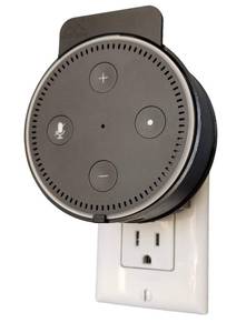 lot 2153 image: Dot Genie Deluxe Mount for Amazon Echo Dot 2nd Generation Alexa The Simplest and Cleanest High-End Outlet Wall Mount Hanger Stand for Kitchen and Bathroom Speakers (Black)