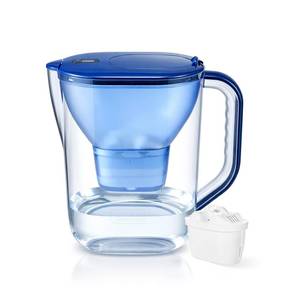 lot 2166 image: Watus 16-Cup Large Water Filter Pitcher with 1 Replacement Filter, BPA-Free Blue Drinking Water Filtration Jug for Tap Water, Reduces Chlorine, Limescale, Lead & Copper, High Capacity Water System