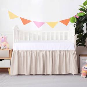 lot 2198 image: Crib Skirt Dust Ruffle, 100% Egyptian Cotton 400 Thread Count Soft Breathable Crib Bedding Skirt for Baby, Boys and Girls, 52X28 with 14 Crib Bed Skirt Fading Resistant (Ivory)
