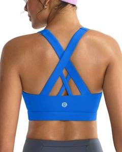 lot 2214 image: RUNNING GIRL Sports Bra for Women, Criss-Cross Back Padded Strappy Sports Bras Medium Support Yoga Bra with Removable Cups(2353 Sparkle Blue 2XL)