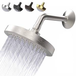 lot 2218 image: High Pressure Shower Head - Anti-Clogging Silicone Nozzles 2.5 GPM Removable Restrictor - Easy to Clean and Install - Includes Plumbers Tape - 6 inch - (Brushed Nickel 2.5GPM)