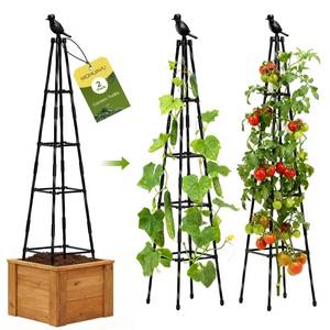 lot 3292 image: MQHUAYU 2 Pack Garden Trellis for Climbing Plants Outdoors,65Inch Cucumber Trellis Garden Obelisk Trellis Rustproof Plants Support with Adjustable Heights for Indoor Potted Plants, Vines, Vegetables