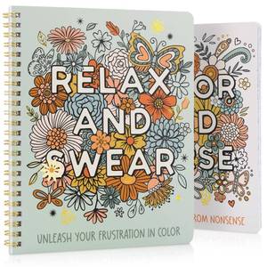 lot 4010 image: Beautiful Coloring Book Set of 2 for Adult Relaxation - Funny Coloring Books with Floral Designs for a lot of Laughs - The Perfect Stress-Relieving Gift for Women