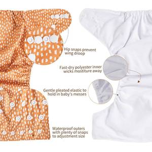 lot 4013 image: Washable Reusable Cloth Diapers for Babies - Adjustable Newborn Pocket Diapers with 6 Microfiber Inserts (Flower Geometry) - 6 Pack