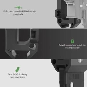 lot 4020 image: 2-Pack AR15 Wall Mount ,AR Gun Wall Mount for 2235.56 Rifle With PMAG Magazine Holder, Rifle Gun Rack for Wall ,Vertical and Horizontal Wall Mount for Rifle Display  Gun Room Mounting Solution