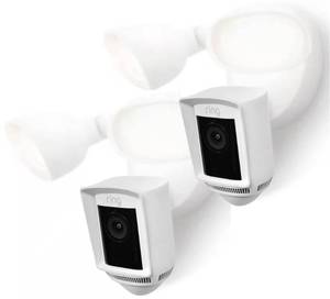 lot 4023 image: Silicone Skin Case Compatible with Ring Floodlight Cam Wired Pro - Sun Glare, UV & Weather Protection Skins Cover (White, 2 Pack)