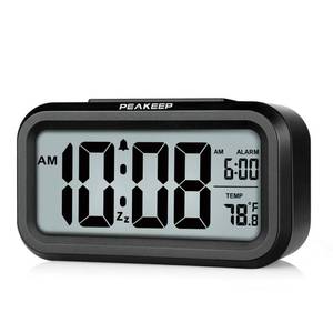 lot 4032 image: Peakeep Night Light Digital Alarm Clock Battery Operated with Indoor Temperature, Desk Small Clock (Black)