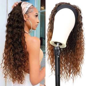 lot 4040 image: G&T Wig Curly Headband Wigs for Black Women Wet and Wavy Headband Wig Ombre Blonde Curly Synthetic Wigs Glueless Heat Resistant Long Curly Wigs for Daily Wear
