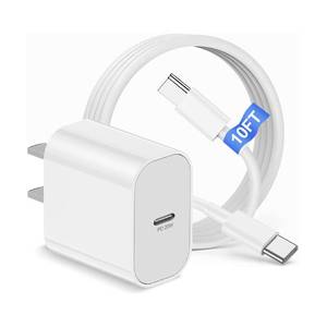 lot 4041 image: iPhone 17 16 15 Charger Block and 10ft Type C to C Cable Cord Long, 20W USB C Fast Charging Plug for Apple iPhone 17 Pro Max17 Air16 Pro Max16 Plus15 Pro15AirPodsiPadMini Wall Cube Brick Box