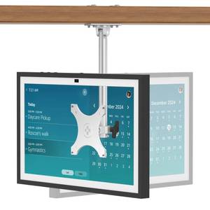 lot 4047 image: Almoz Under Cabinet Mount for Echo Show 15, Height Adjustable Stand, Wide Range of Motion, Keeps Counters Clear, Tilt and Swivel Mount for All Show 15 Generations, Also Fits Show 21 (Height-Silver)