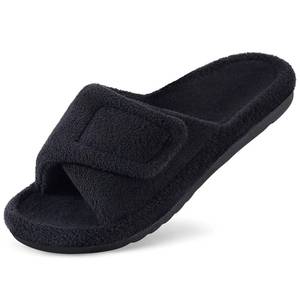 lot 4060 image: Litfun Womens Orthopedic Slippers with Arch Support Adjustable Open Toe House Shoes for Plantar Fasciitis, Black 40