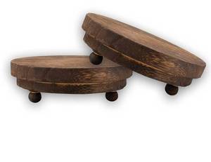lot 4481 image: Gsofly 2 Pcs Wood Riser - 3.75 Display Stand for Farmhouse Decor, Tiered Tray Accessories, Round Rustic Pedestal for Home Decorations