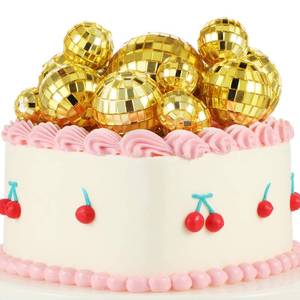 lot 4483 image: 12 Pcs Disco Ball Cake Toppers, 5 Sizes Disco Ball Birthday Party Decorations Small Disco Ball Table Centerpiece Decor for 70s Disco Themed Dance Party Supplies Last Disco Party Gold