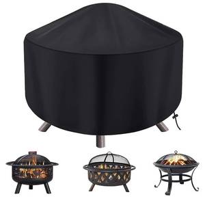 lot 4495 image: maobutte Round Fire Pit Cover for 22-34 Inch Firepit, Heavy Duty Outdoor Patio Fireplace Covers - Waterproof Dustproof Anti UV and Tear Resistant