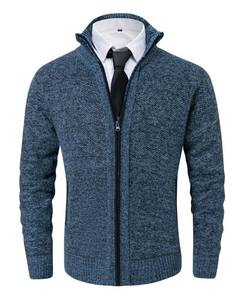 lot 4498 image: Vcansion Mens Classic Long Sleeve Full Zip Warm Knitted Cardigan Sweaters for Men Blue Grey XL