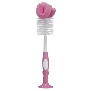 lot 6025 image: Dr. Browns Reusable Sponge Baby Bottle Cleaning Brush with Suction Cup Stand, Scrubber and Nipple Cleaner, Pink 1-Pack