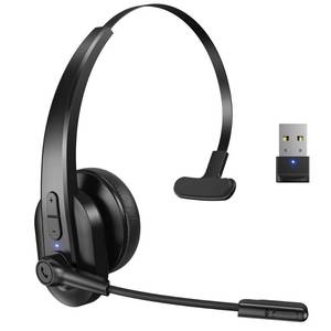 lot 6034 image: Sarevile Bluetooth Headset with USB Dongle for Computer, Single-Ear Wireless Headset with Noise Cancelling Microphone for Office & Truckers, Bluetooth V5.2 with Mute Button for Work