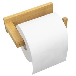 lot 6061 image: Free Drilling Bamboo Wall-Mounted Toilet Paper Holder Self-Adhesive or Screw Toilet Tissue Roll Holder for Bathroom and Kitchen