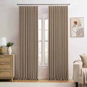 lot 6068 image: KEQIAOSUOCAI Cappuccino Pinch Pleated 72 Inch Wide Curtains 72 x 84, Thermal Insulated Noise Cancelling Living Room Office Drapes 84 Inches Long, Patio Sliding Glass Door Window Curtain 2 Panels