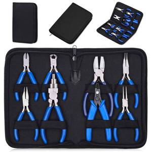 lot 6074 image: Shynek Jewelry Making Pliers Tools, 8pcs Micro Jewelry Pliers Set for Jewelry Making Supplies knife cut along case