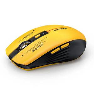 lot 6078 image: RAPIQUE Bluetooth Wireless Mouse - (BT1BT2USB Receiver) Tri-Device Compatibility for PC, Laptop, Computer, MacBook, Tablet (Black and Yellow)