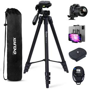 lot 6383 image: Endurax 60 Camera Tripod Camera Stand for Canon Rebel Eos Nikon DSLR, Travel Tripods for Phone Tablet with Remote Black