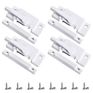 lot 6394 image: Nkiy Quen 4 Pack Windows Sash Lock-Sliding Window Sash Locks for Single-Hung and Double-Hung Windows-White Cam Sash Locks for Vertical and Horizontal Sliding Windows