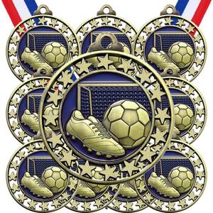 lot 6397 image: Misdary 12 Pack Soccer Award Medals with Neck Ribbons Participation Trophies for Kids Sports Metal Awards Party Favors for Sports Competitions Celebration Gift