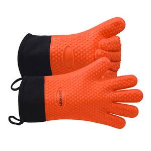 lot 6398 image: GEEKHOM BBQ Gloves Heat Resistant Oven Mitts - Silicone Grilling Gloves with 13.7 Arm Protection - Waterproof Pot Holder Non-Slip for Men & Women, Kitchen Outdoor Cooking, Baking, Camping, Orange