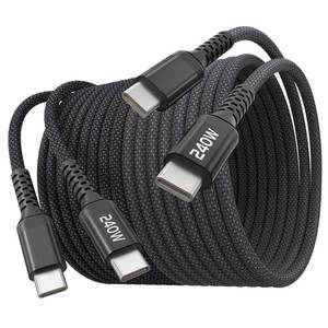lot 6405 image: QQLIKE USB C Cable,(6ft, 2-Pack) 240W USB C to C Fast Charging C Charger Cord,Braided Type C Phone Charger Cable for iPhone 17 16 15 Pro Max Compatible with Samsung S24 S23 S21 Note 10 Laptops MacBook