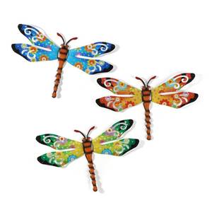 lot 6441 image: Scwhousi Metal Dragonfly Outdoor Wall Decor,Patio Fenxce Wall Art,Hanging Decorations for Living Room,Bedroom,3 Pack