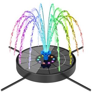 lot 6442 image: SEIRMEP Solar Fountain Pump with 3 Spray Height Adjustments, Upgraded Glass Solar Bird Bath Fountains with LED Lights,6 Nozzles,Outdoor Solar Water Fountain for Bird Bath, Garden, Pool, Pond (Blue)