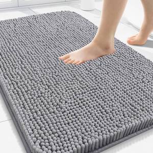 lot 6466 image: Arotive Bathroom Rugs 34x21, Extra Soft Absorbent Shaggy Chenille Bath Rugs, Machine Washable Rubber Backing Non-Slip Bath Mats for Bathroom Floor Tub and Shower, Home Decor Accessories, Grey