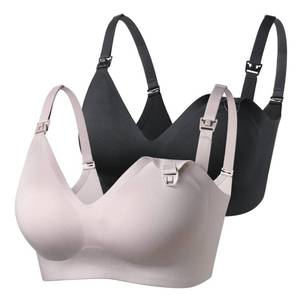 lot 6474 image: Momcozy Seamless Nursing Bra for Women 2 Pack Comfort Smooth Breastfeeding Maternity Bralette Wireless Pregnancy Bra