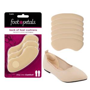 lot 6484 image: Foot Petals Womens Back of Heel Cushion Inserts, Heel Protectors, Comfortable Heel Grip for Pain Relief and Sizing, 3 Pair, Khaki