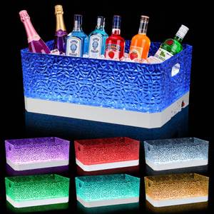 lot 9194 image: FUNDLEDMI 15L LED Ice Bucket for Parties, Rechargeable 7-Color Changing Light Up Beverage Tub, Clear Acrylic Wine & Champagne Drink Cooler, Leakproof Party Tub for Home Bar & Outdoor Entertaining