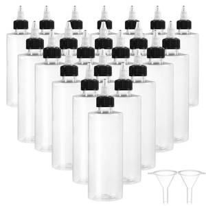 lot 9200 image: Yephets 22Pack 8oz Plastic Squeezing Bottles, Clear Oil Dispenser Dropper Bottle Applicator with Twist Top Cap and Leak-Proof Inner Gasket for Crafts, Art, Glue, Paint and More (8 OZ)