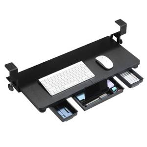 lot 9208 image: TECLUK Keyboard Tray Under Desk with Drawer,26.77 X 11.81 Keyboard Tray Large Size with C Clamp-on Mount, Easy to Install, Save Space for Office Desk (Black)