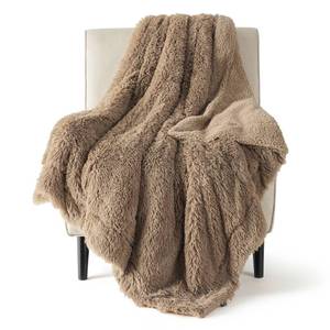 lot 9211 image: Bedsure GentleSoft Fluffy Light Chocolate Brown Throw Blanket, Brown Decor Cozy Gifts for Women Men, Soft Fuzzy Sherpa Fleece Plush Thick Warm Furry Faux Fur Throw Blanket for Couch, Bed, 50x60
