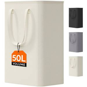 lot 10278 image: Lifewit 50L Slim Laundry Hamper, Narrow Small Laundry Basket with Handle for Dirty Clothes, Collapsible Tall Thin Laundry Bin for Bathroom Bedroom Dorm College, White