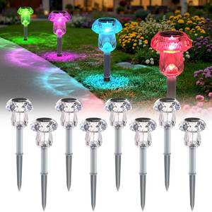 lot 10282 image: Mancra 8 Pack Mushroom Solar Pathway Lights, Color Changing LED Solar Outdoor Lights Waterproof, Dusk to Dawn Auto OnOff Garden Decor for Yard Landscape Walkway