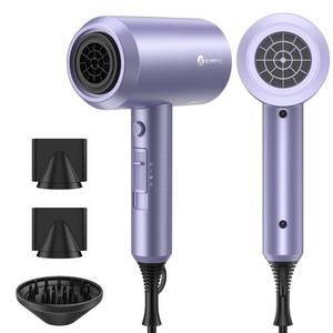 lot 11645 image: slopehill Professional Ionic Hair Dryer, Powerful 1800W Fast Drying Low Noise Blow Dryer with 2 Concentrator Nozzle 1 Diffuser Attachments for Home Salon Travel (Lavender)